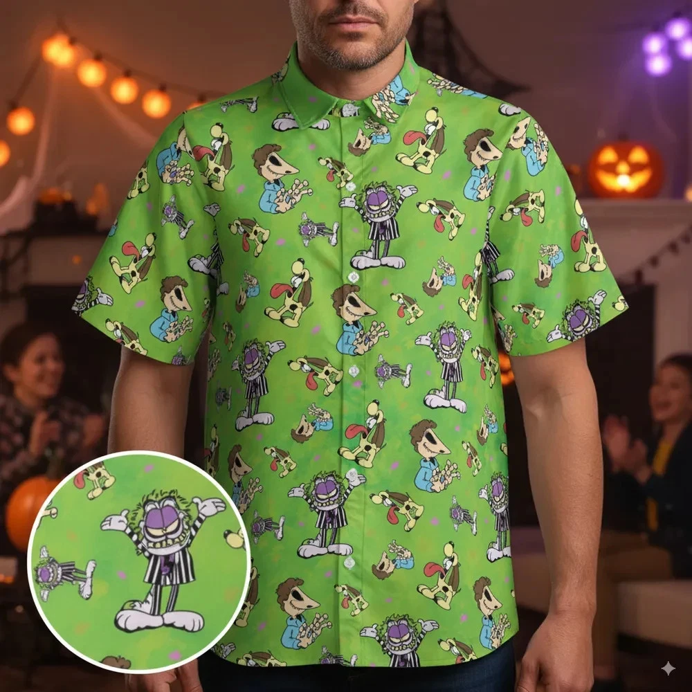 Beetle Garfield Mashup Button Down Shirt