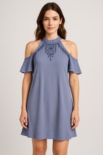 Knox Rose by Target Hippie Boho Off the Shoulder Emrboidered Dress Women Size S 