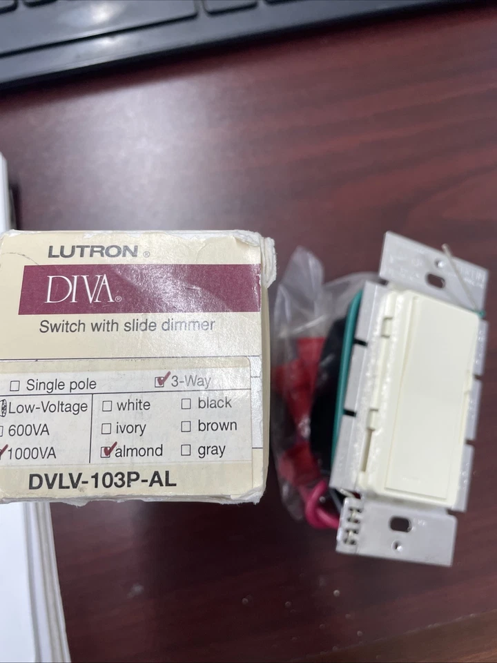 LUTRON DVLV-103P-AL 3-WAY PRESET DIMMER 1000W 3WAY ALMOND - Image 2 of 3