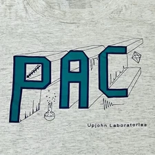 VTG Upjohn Laboratories T-Shirt PAC Men's XL 46-48 Made USA Cotton 90s Pharmacia