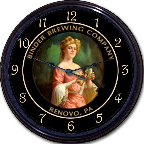 Binder Brewing Co Renovo PA Beer Tray Wall Clock Ale Lager Brew Pub New