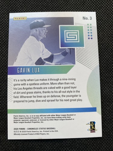 2020 Panini Status Gavin Lux Rookie Green #3 Los Angeles Dodgers - Picture 2 of 2