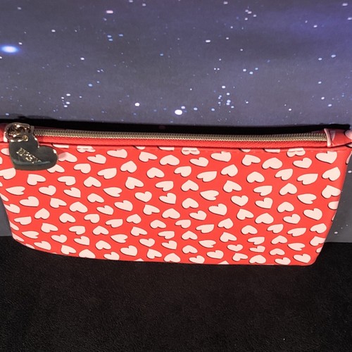 Ipsy Red Pink Heart Cosmetic Makeup Bag Pouch Roughly 7”x 5” - Picture 4 of 5