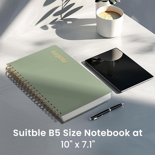 Lined Spiral Notebook Journal for Work 300 Pages Thick B5 B Green New - Bild 5 von 7