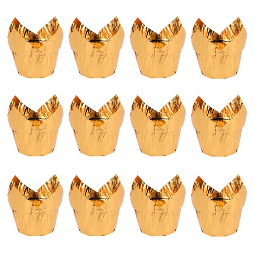 50 Pezzi Tazza da Forno -Carta per Torte Formine per Cupcake in Lamina Oro - Foto 6 di 18