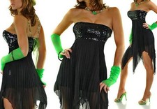 Sexy Miss Women Bandeau Mini Dress Sequin Evening Black XS 32/34 Skirt