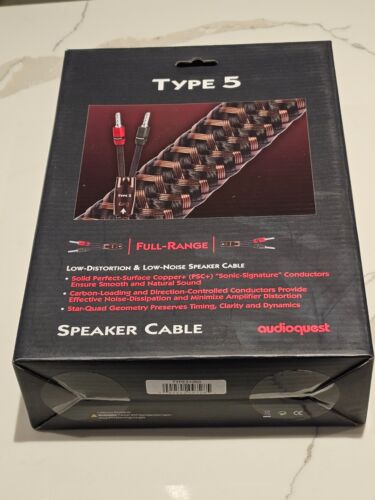 AUDIOQUEST TYPE 5 FULL RANGE SPEAKER CABLE PAIR - 10 FEET