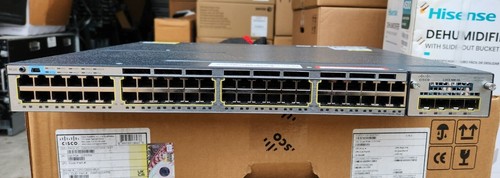 Cisco Catalyst WS-C3750X-48PF-S V06 Network Switch w/ C3KX-NM 1G 2 PSU - 第 1/6 張圖片