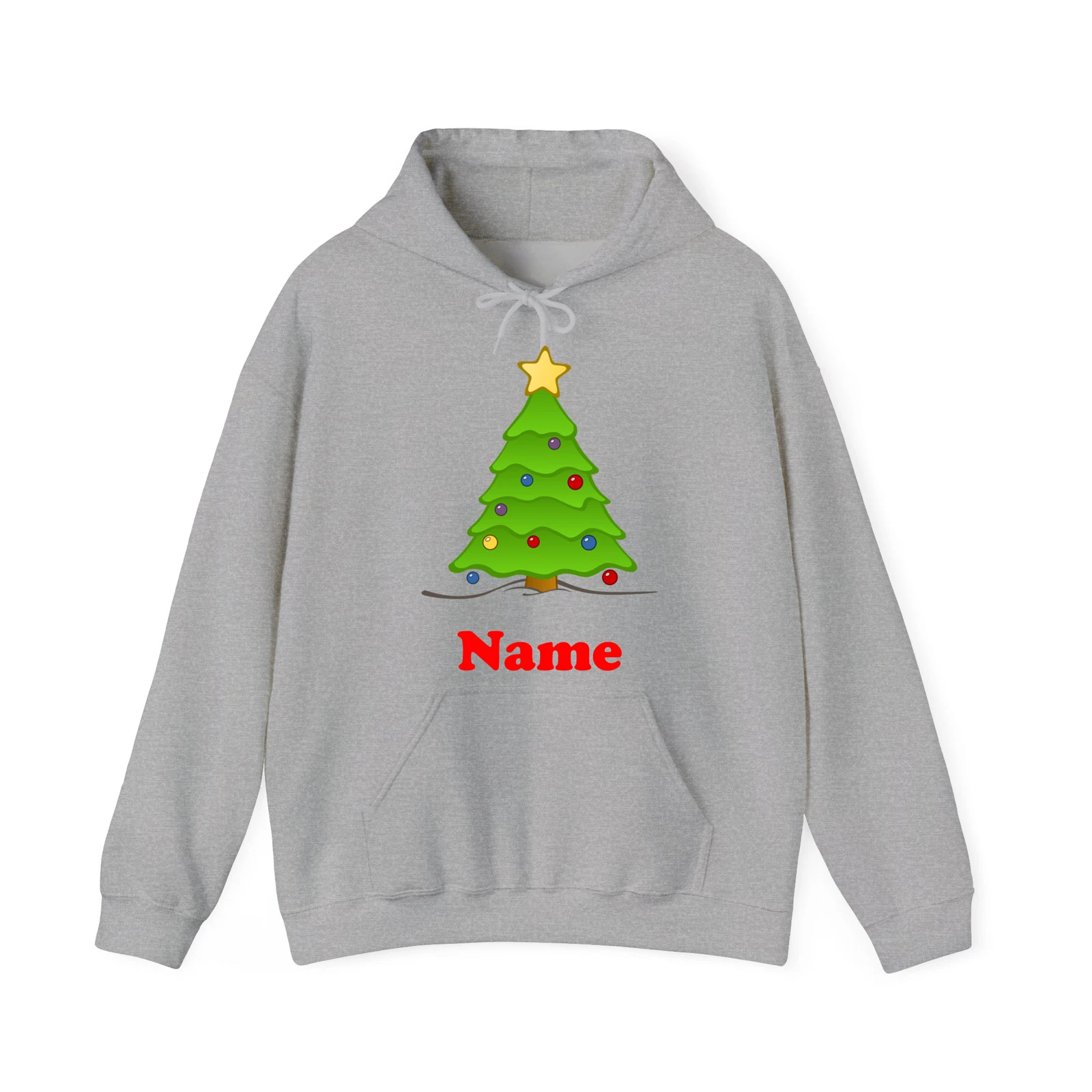 Personalized Name Christmas Tree Hoodie with Christmas Tree Lights