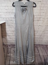 Caslon Cotton Ruffle Maxi Dress Blue White Stripe Nautical Size S Sundress