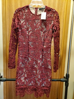 New Olivaceous Dress Small Lace Long Sleeve Red Tan Mini Lined Sheath Zipper | eBay New Olivaceous Dress Small Lace Long Sleeve Red Tan Mini Lined Sheath Zipper | eBay
