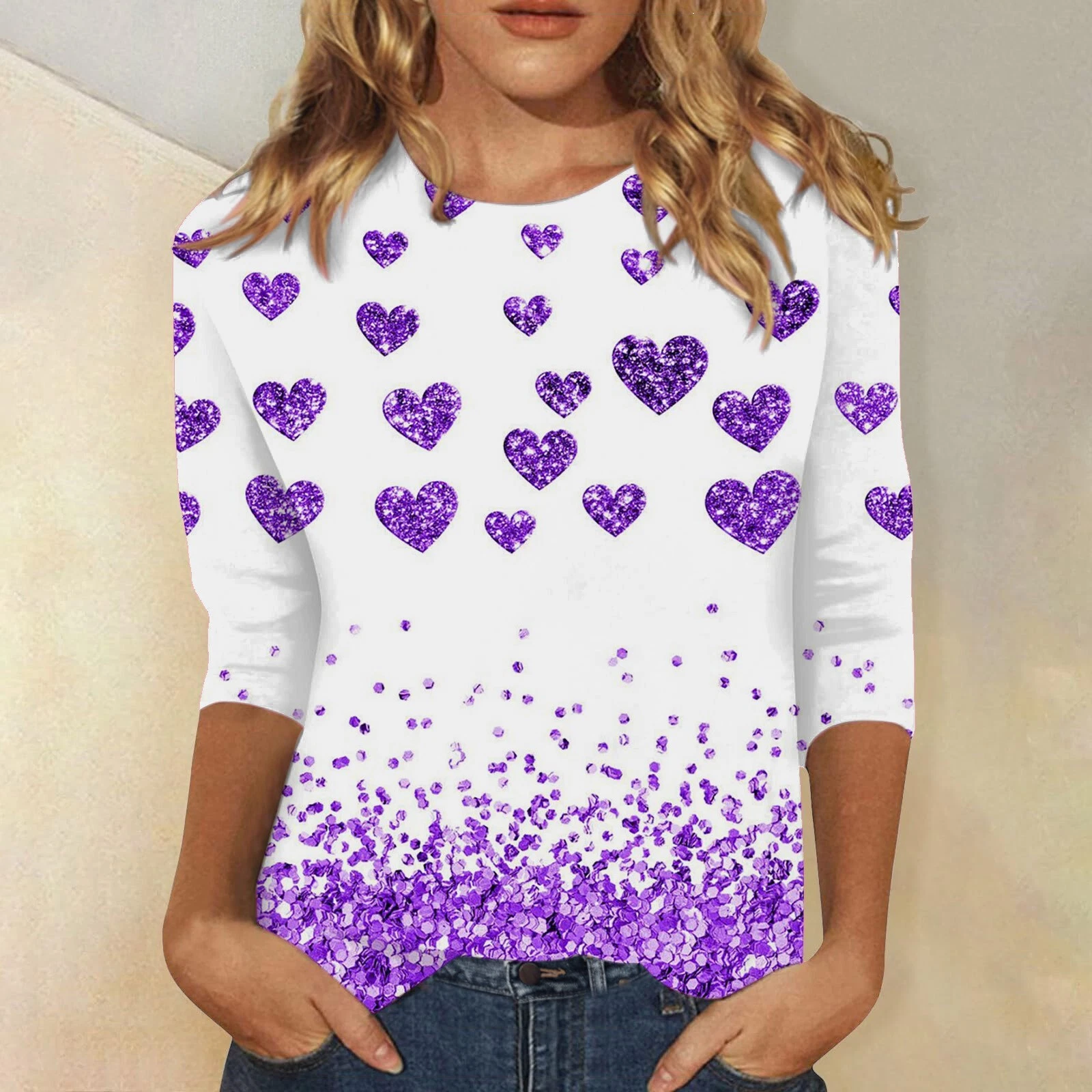 Camicia San Valentino donna manica lunga amore cuori grafica magliette casual blusa