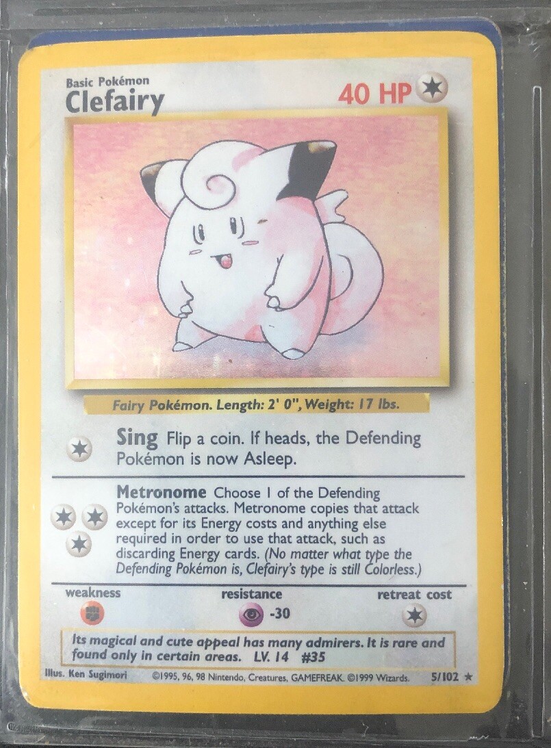 Clefairy rare holo pokemon card. Base Set 5/102. Wizards of the