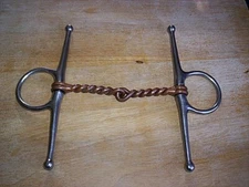 Used Stainless Full Cheek Copper Twisted Wire Snaffle Bit  5" Mouth  