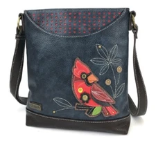 Chala Red Cardinal Sweet Messenger Bag Purse Handbag Navy Faux Leather