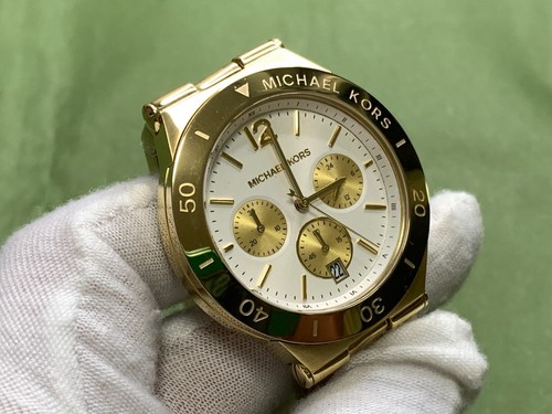 Michael Kors MK5933 Wyatt Chronograph Date White Dial Gold Women's Quartz Watch - Picture 14 of 14
