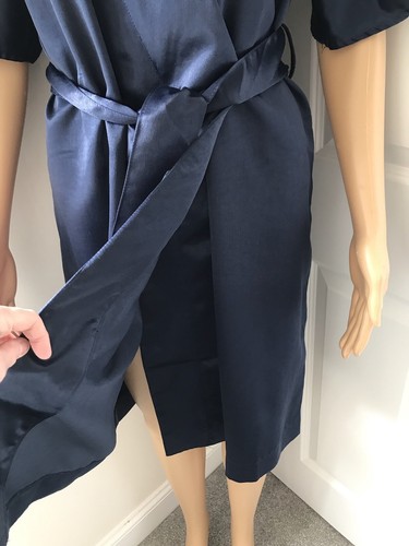 MISSGUIDED NAVY SHINY WRAP DRESS, SIZE 8 **BNWT**~ - Picture 8 of 17