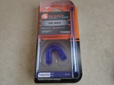 NEW Shock Doctor Gel Max Convertible Mouthguard, Youth Age 10- Blue