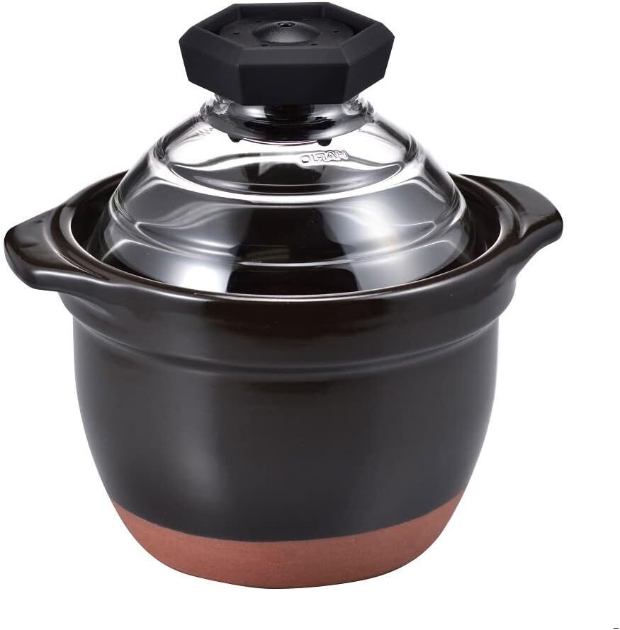 HARIO+Banko Ware 1Go Rice Pot Donabe w/Glass Lid Small Clay Pot