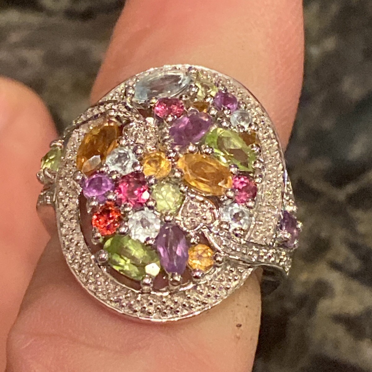 Sterling Silver Signed 925 EA China Multi-colored Sparkly Sterling Silver Signed 925 EA China Multi-colored Sparkly