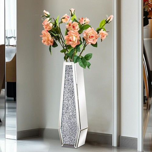 Groß Blumenvase Höhe 68 cm Funkelnde Verspiegelte Kristallvase Vase, Wohnzimmer - Bild 11 von 26