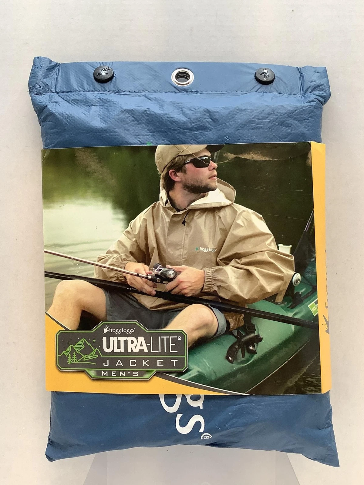 Frogg Toggs Mens Ultra Lite Khaki Waterproof Adjustable Hood Rain Jacket