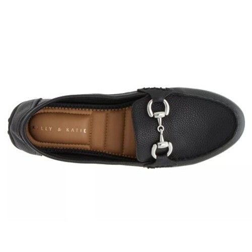 NIB Kelly & Katie Loafers Driving Moccasins Leather Upper Black Size 7 Horsebit