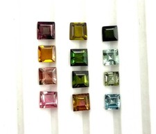 Natural Multi Tourmaline Square Cut Loose Gemstone Lot 13 Pcs 4-4.50 MM 5 CT