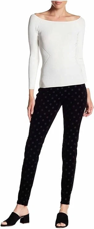 HUE Womens Burnout Dot Velvet Leggings Pants Black  X-Small 0-2 W23"x31" - Image 2 of 4