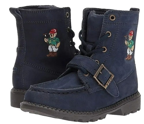 RARE Polo Ralph Lauren TEDD SZ 9.5 Blue Calf Suede Leather  display picture 1