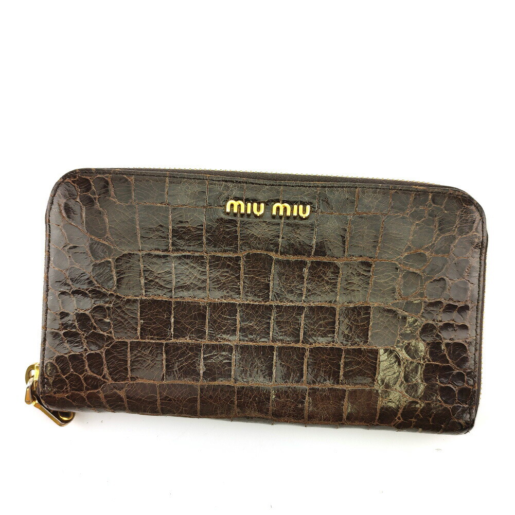 miu miu long wallet crocodo -toning leather Authentic USED miu miu long wallet crocodo -toning leather Authentic USED