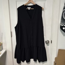 Nine West Women's Black Button Front Shift Dress Ruffle Hem Plus Size 3X