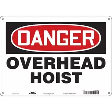 CONDOR 476L67 Danger, OVERHEAD HOIST, 14 in W x 10 in H, Horizontal Rectangle,