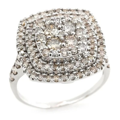 1,0 ct Naturdiamant Pavé Halo Ring Cushion Quadrat 18K Weißgold - Bild 1 von 4