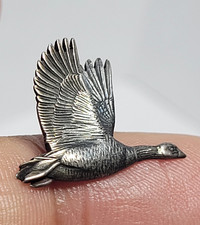 Vintage Retired James Avery Sterling Silver Tie Tack Pin Flying Duck 