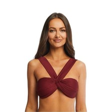 Time and Tru Women's Maroon Supreme Convertible Bikini Swim Top Size XL