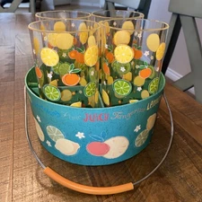 2006 Starbucks Lemonade 4 Plastic Tumbler Set with Carrier Caddy 18 oz.