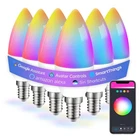 6 Pack E12 Smart Bulbs, Alexa WiFi Candelabra Light 6 Pack, Rgbcw