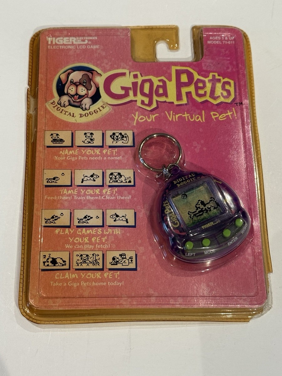 Giga Pets Digital Doggie 1997 Tiger Virtual Pet 71-611 Purple Dog