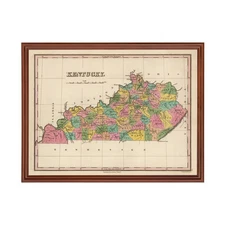 Old Map of Kentucky 1824 - Vintage Kentucky Art