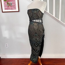 Pretty Little Thing Womens Corset Cut Out Glitter Dress Sz US 4 Whimsygoth Fairy