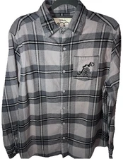 Men’s LRG Disney Cakeworthy 100 Gray Plaid Mickey Mouse Steamboat Willie VTG