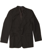 CHAPS Boys 2 Button Blazer Jacket 13-14 Years Black Striped Polyester CD04