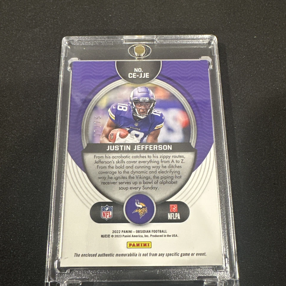 2022 Panini Obsidian Cutting Edge Justin Jefferson #CE-JJE Electric Etch /75 - Image 3 of 4