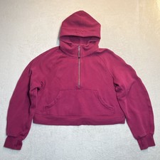 Lululemon Hoodie Womens M/L Pink Crop Scuba Oversized Thumbhole Sleeve Half-Zip