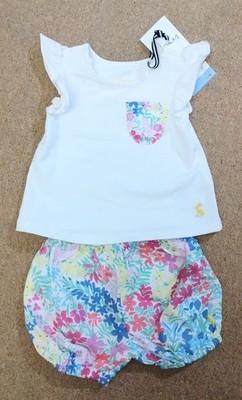 Joules Ellen Baby Mädchen Blumen Unterhose Shorts & Top Set Alter bis zu 1 Monat neu mit Etikett