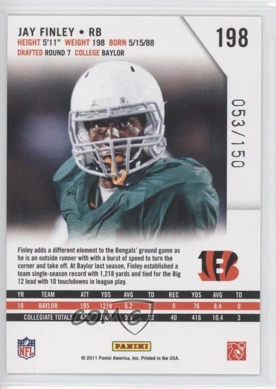 2011 Panini Rookies & Stars Longevity Rookie Ruby /150 Jay Finley #198 RC - Image 2 of 2