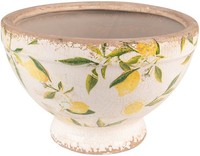 Blumentopf Keramik Vintage Zitronen Design 21X14 Cm Gelb Beige Clayre & Eef