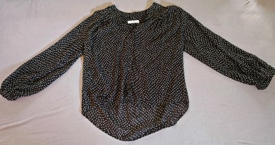 Mango MNG Women Black V Neck Long Sleeves Bluse Size M
