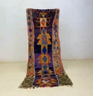 Moroccan Handmade Tribal Cotton Rug 3'4x8'3 Geometric Berber Hallway Vintage Rug